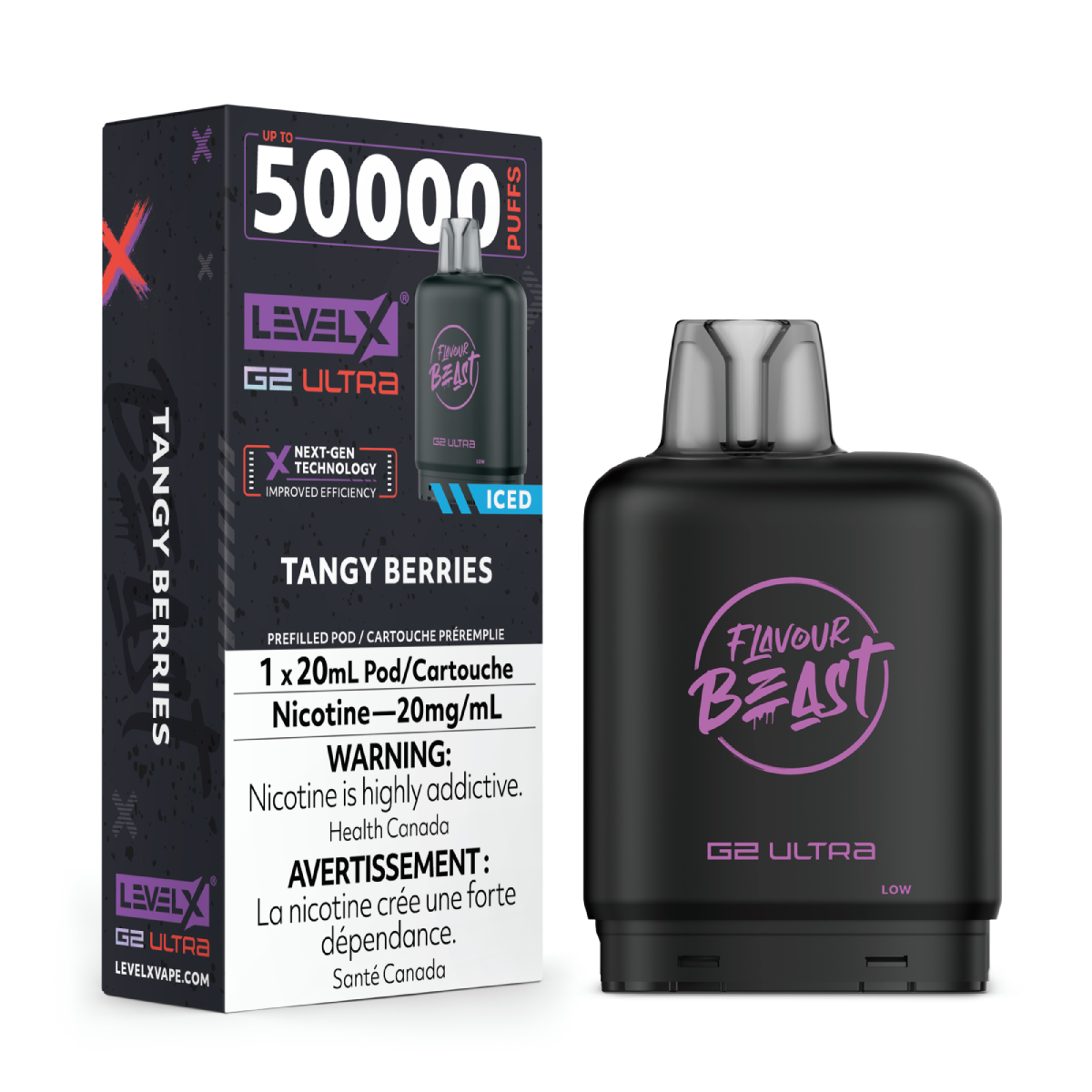 levelx g2 ultra flavourbeast pod aug2025 render fam 20mg tangyberries 1.webp