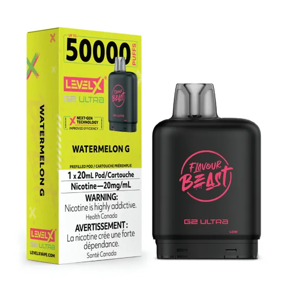 levelx g2 ultra flavourbeast pod mar2026 render fam 20mg watermelong 1.webp