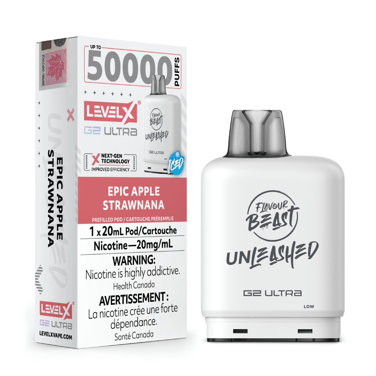 levelx g2 ultra unleashed pod jul2025 render fam exs 20mg epicapplestrawnana 1.webp