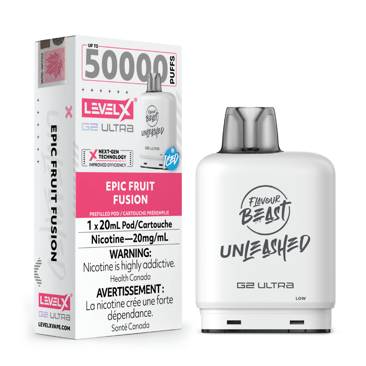 levelx g2 ultra unleashed pod jul2025 render fam exs 20mg epicfruitfusion 1.webp