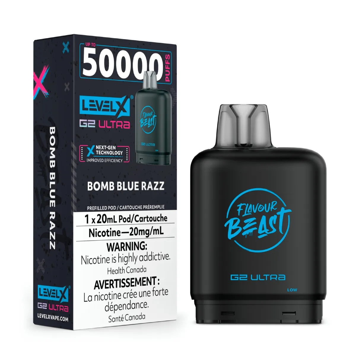 levelx boost g2 ultra flavourbeast pod apr2025 render fam 20mg bombbluerazz.webp