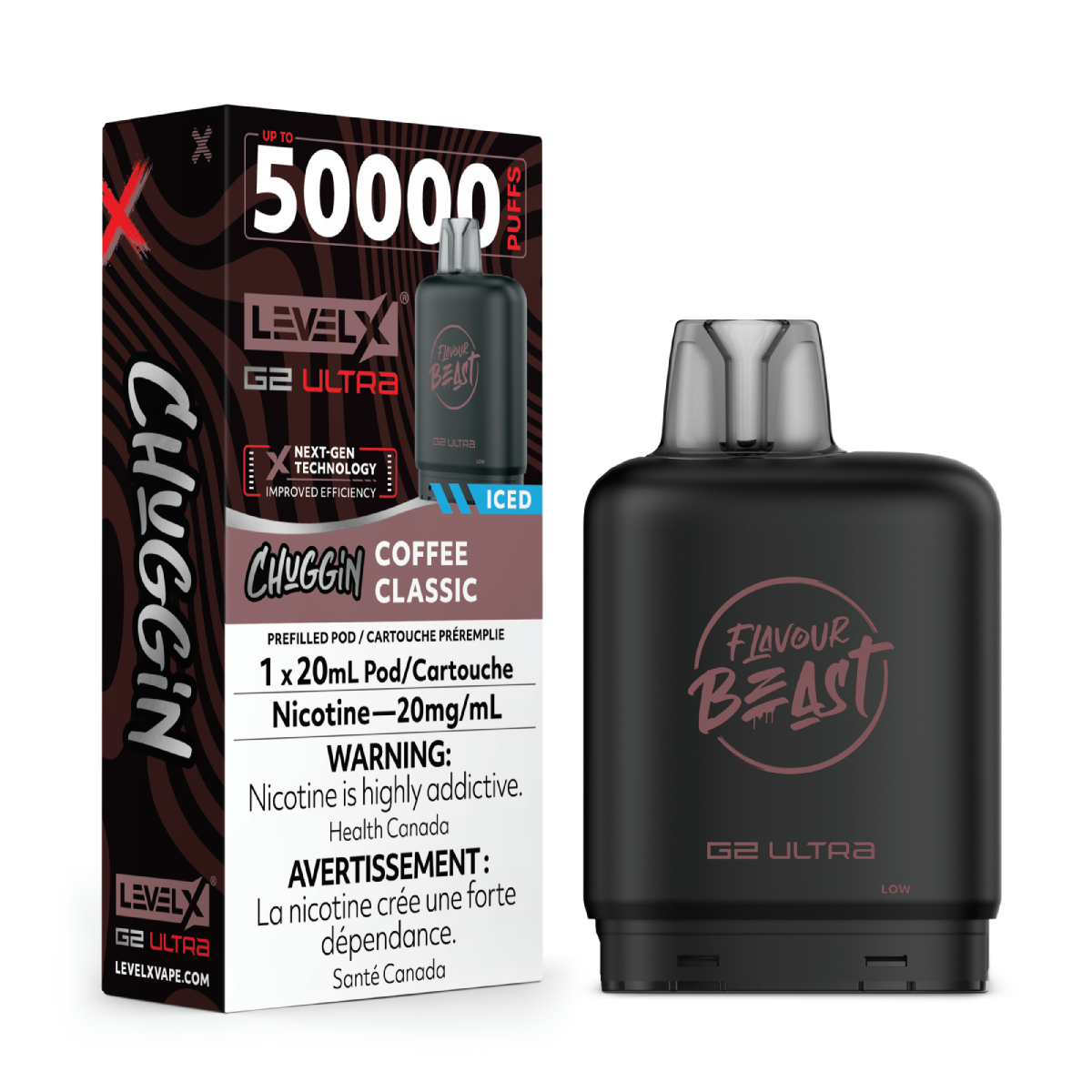 levelx boost g2 ultra flavourbeast pod apr2025 render fam 20mg coffeeclassic 1.webp