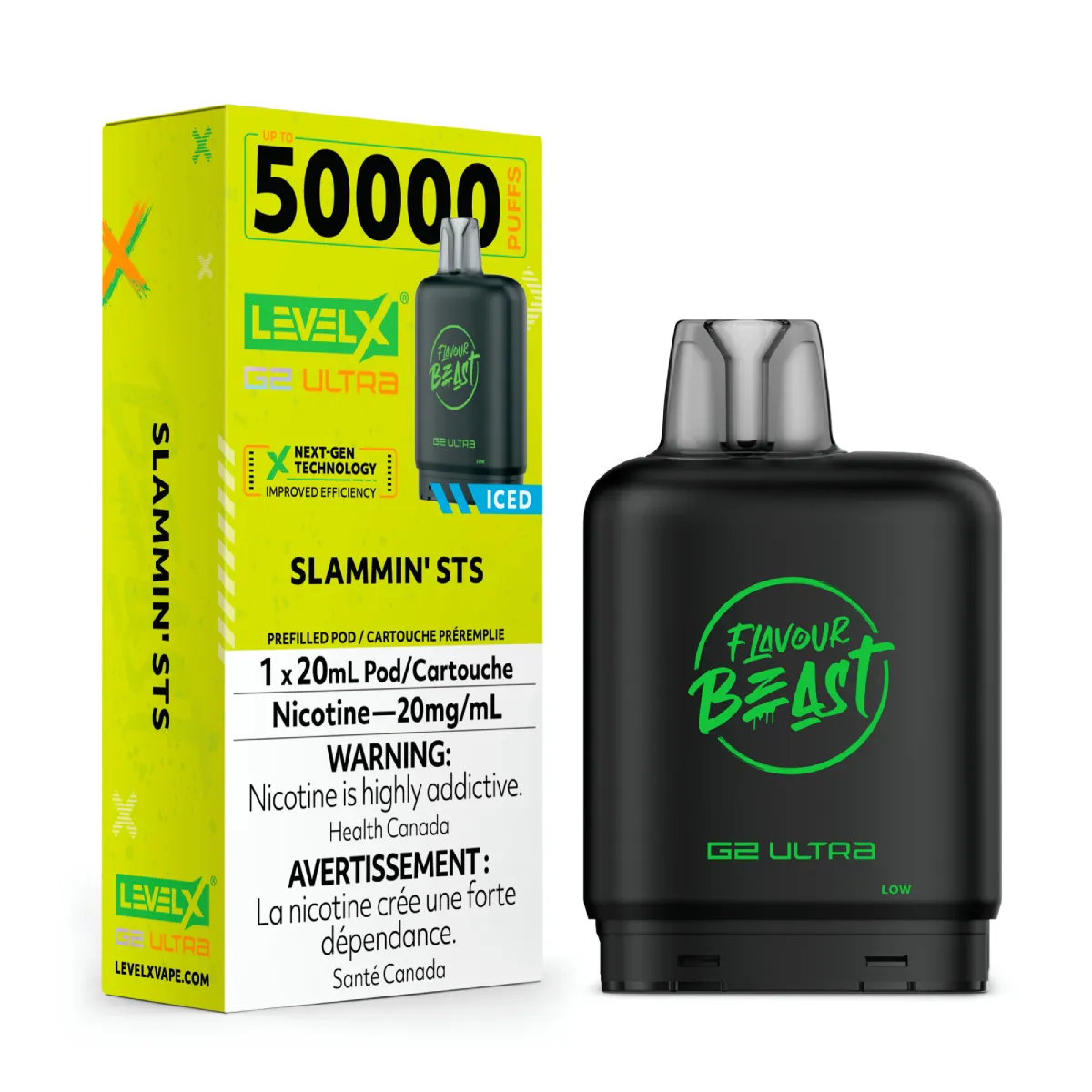 levelx boost g2 ultra flavourbeast pod apr2025 render fam 20mg slamminsts.webp