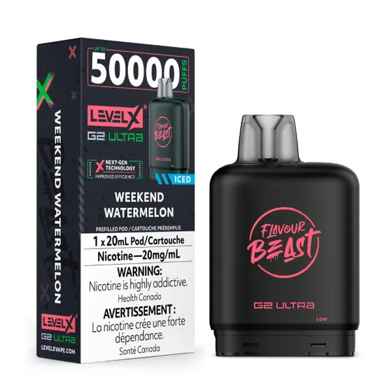 levelx boost g2 ultra flavourbeast pod apr2025 render fam 20mg weekendwatermelon.webp