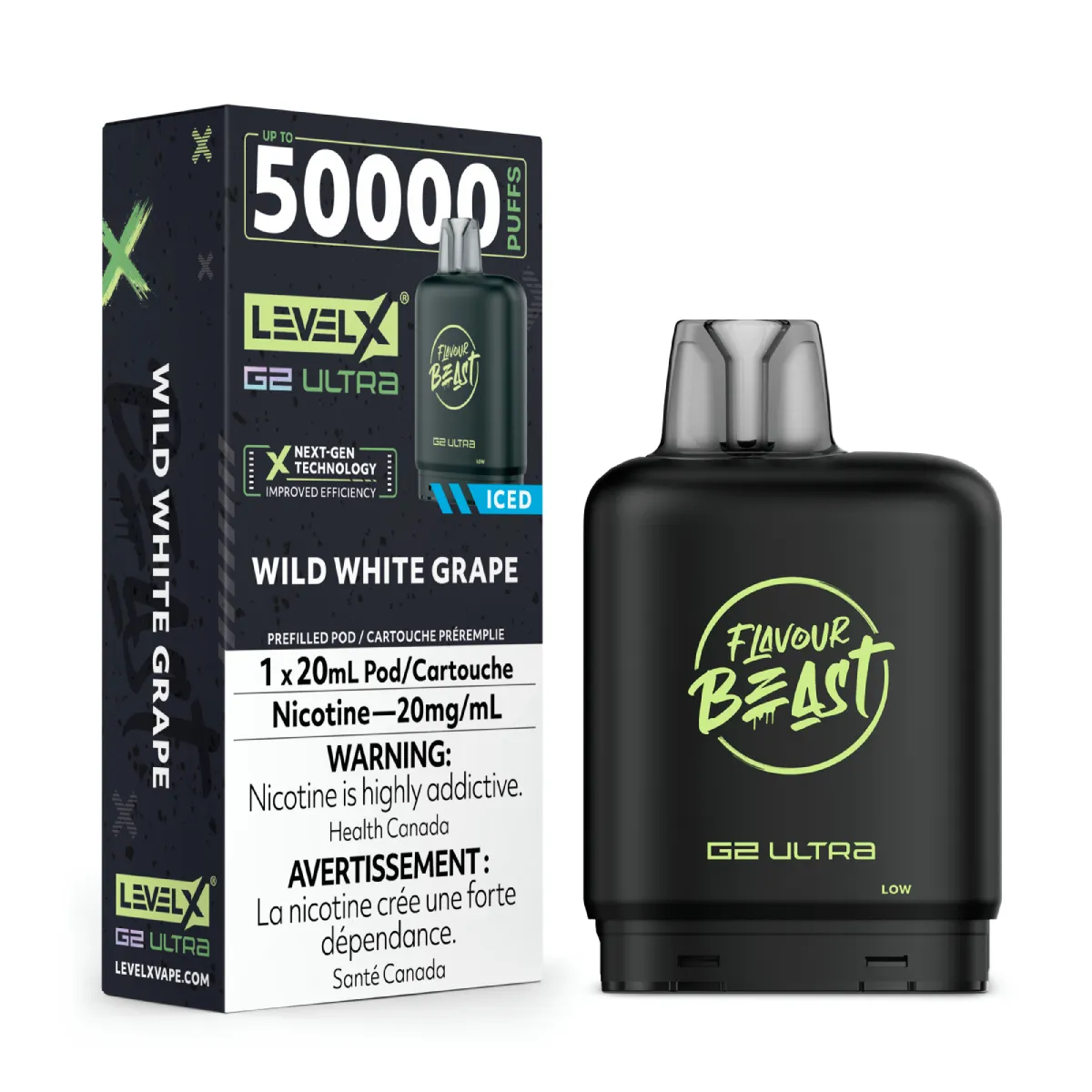 levelx boost g2 ultra flavourbeast pod apr2025 render fam 20mg wildwhitegrape.webp